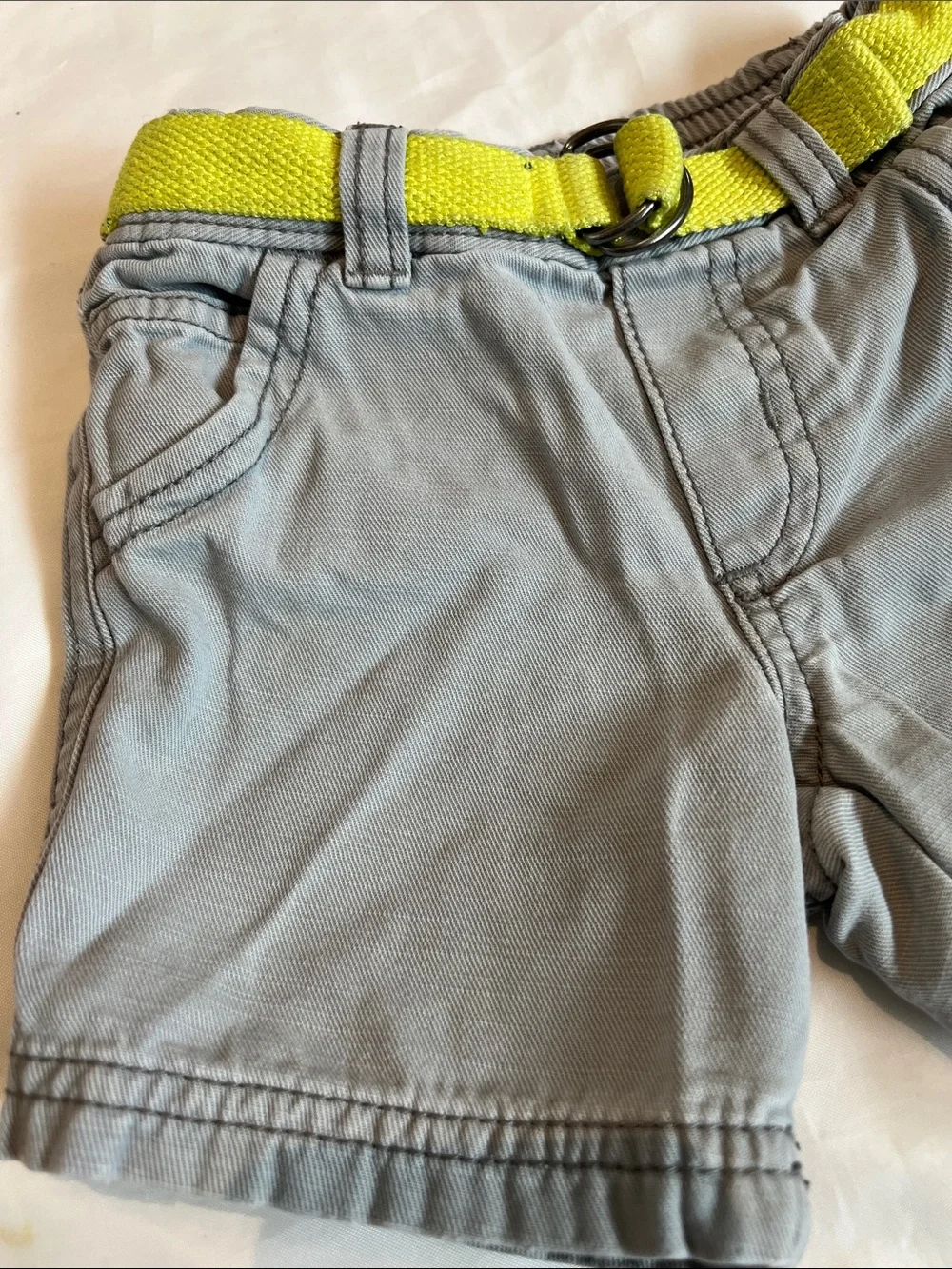“Bundle 10/$13” old navy 6-12M baby boy Gray Twill Shorts with Yellow Belt